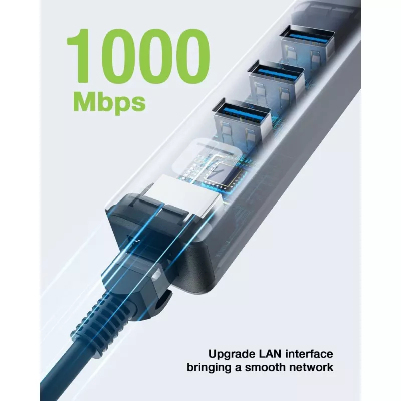 Techly IDATA USB-ETGIGA3AA sülearvuti dokkimisjaam/portide paljundaja Juhtmega USB 3.2 Gen 1 (3.1 Gen 1) Type-A Must, Hõbedane