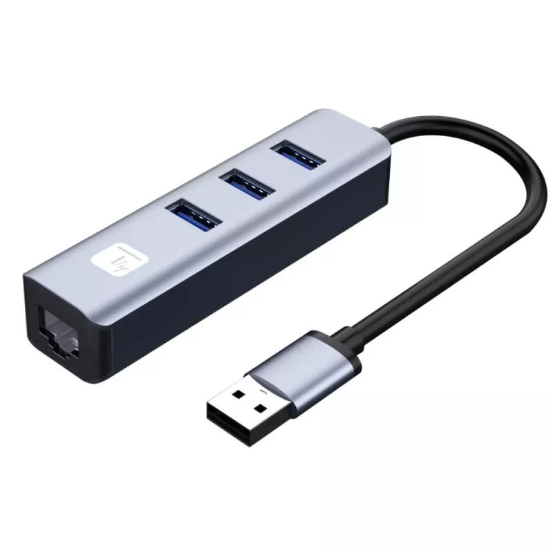 Techly IDATA USB-ETGIGA3AA sülearvuti dokkimisjaam/portide paljundaja Juhtmega USB 3.2 Gen 1 (3.1 Gen 1) Type-A Must, Hõbedane