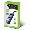 Techly IDATA USB-ETGIGA3CA sülearvuti dokkimisjaam/pordireplikaator Juhtmega USB 3.2 Gen 1 (3.1 Gen 1) Type-A + USB-C Must, Hõbedane