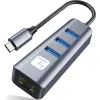 Techly IDATA USB-ETGIGA3CA sülearvuti dokkimisjaam/pordireplikaator Juhtmega USB 3.2 Gen 1 (3.1 Gen 1) Type-A + USB-C Must, Hõbedane