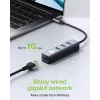 Techly IDATA USB-ETGIGA3CA sülearvuti dokkimisjaam/pordireplikaator Juhtmega USB 3.2 Gen 1 (3.1 Gen 1) Type-A + USB-C Must, Hõbedane
