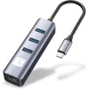 Techly IDATA USB-ETGIGA3CA sülearvuti dokkimisjaam/pordireplikaator Juhtmega USB 3.2 Gen 1 (3.1 Gen 1) Type-A + USB-C Must, Hõbedane