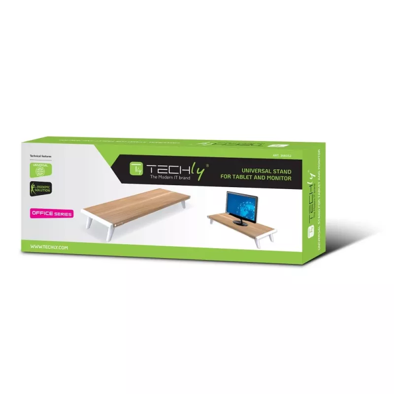 Techly ICA-MS 389 monitori kinnitus / alus Laud Valge, Puit
