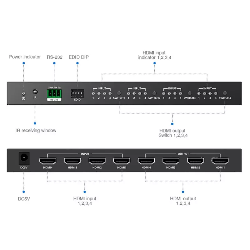 Techly IDATA HDMI-MX44 maatrikslüliti AV maatrikslüliti 4 W