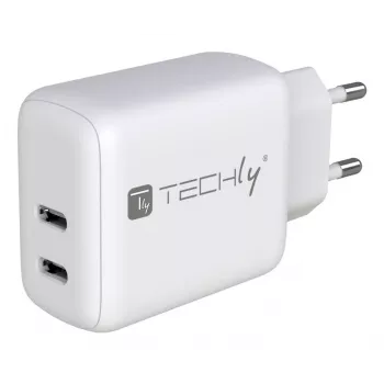 Techly IPW-USB-2C35W mobiilseadmete laadija Sülearvuti, Nutitelefon, Tahvelarvuti Valge Vahelduvvool Kiirlaadimine Toatingimustes