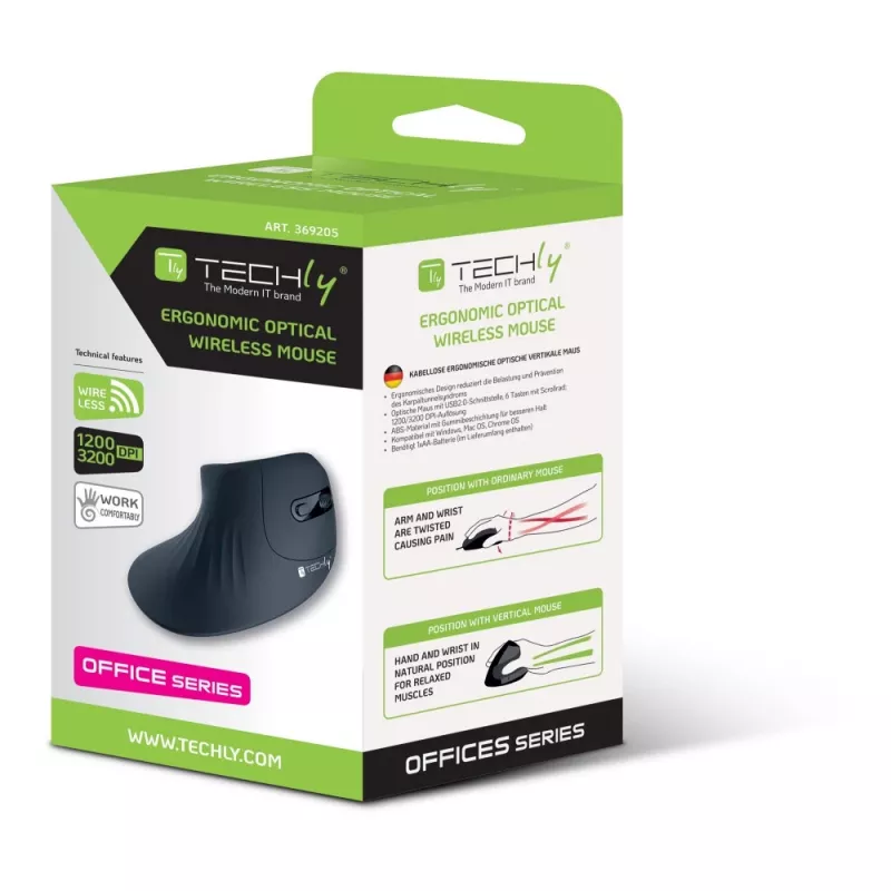 Techly IM 1100-VM-B hiir Meditsiiniline Paremakäeline RF juhtmevaba Optiline 3200 DPI