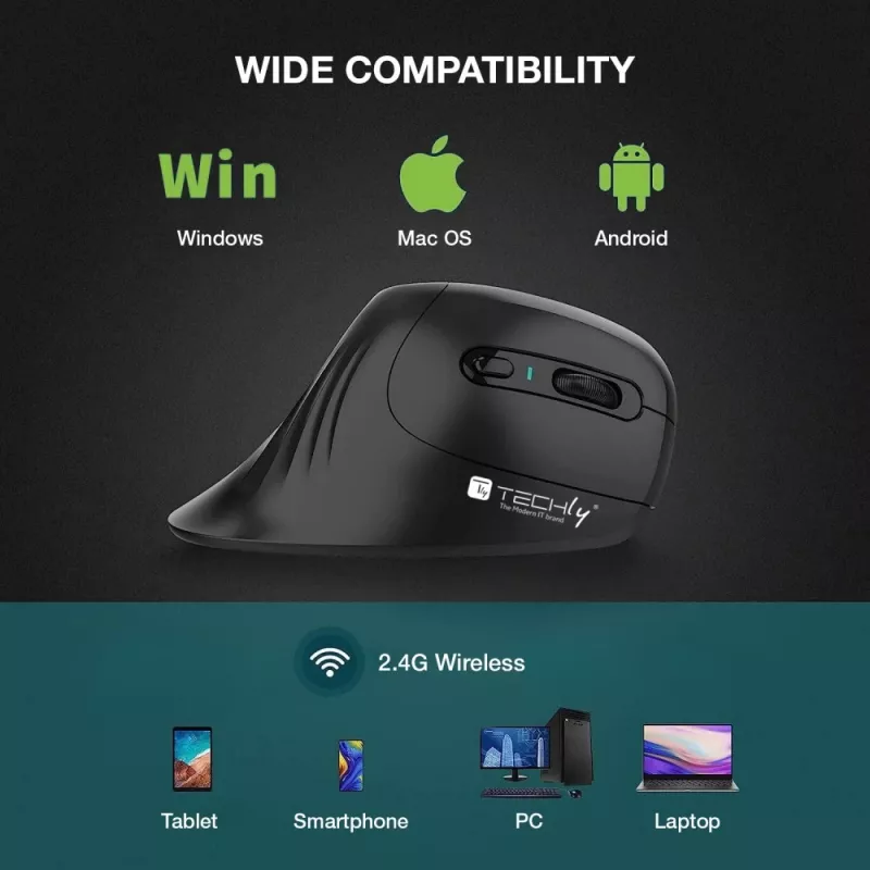 Techly IM 1100-VM-B hiir Meditsiiniline Paremakäeline RF juhtmevaba Optiline 3200 DPI