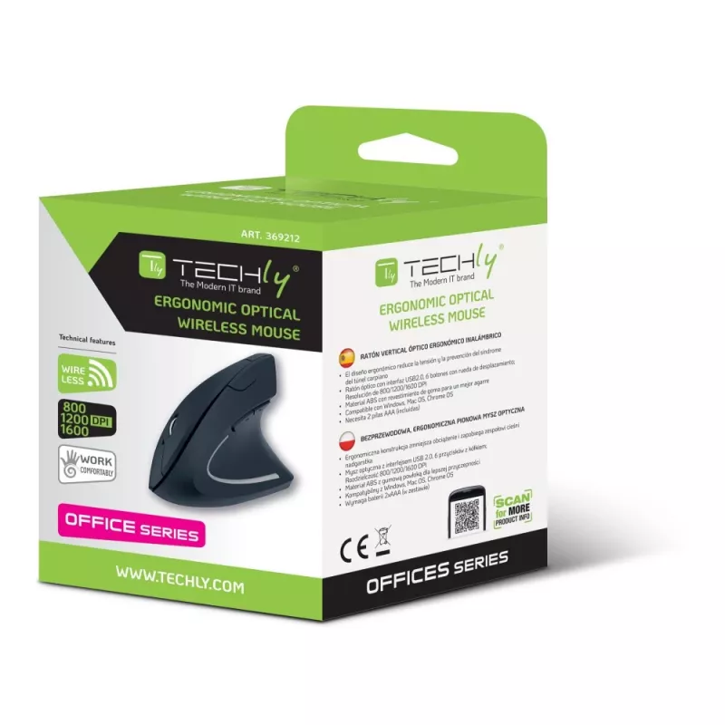 Techly IM 1200-VM-B hiir Meditsiiniline Paremakäeline RF-juhtmevaba Optiline 1600 DPI