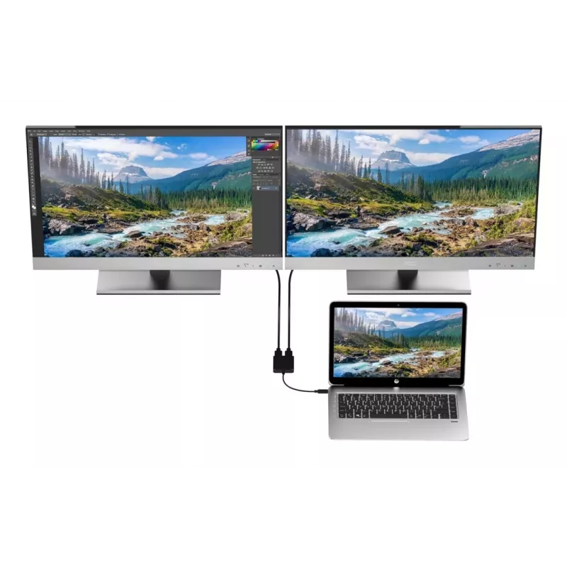 Techly IADAP USBC-HDMI2T4K videokaabli adapter 0,15 m USB USB-C 2 x HDMI Must
