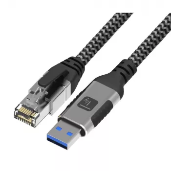 Techly ICOC U3A-RJ45-020 võrgukaabel Hõbedane, Must 2 m Cat6 F/UTP (FTP)