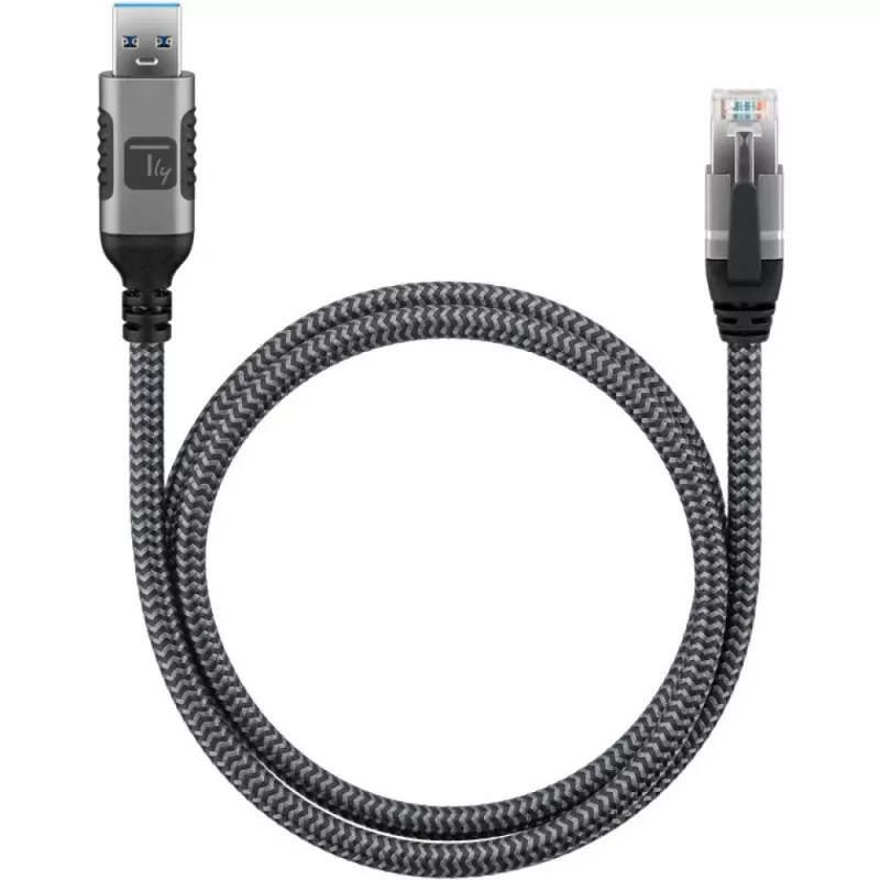 Techly ICOC U3A-RJ45-030 võrgukaabel Hõbedane, Must 3 m Cat6 F/UTP (FTP)