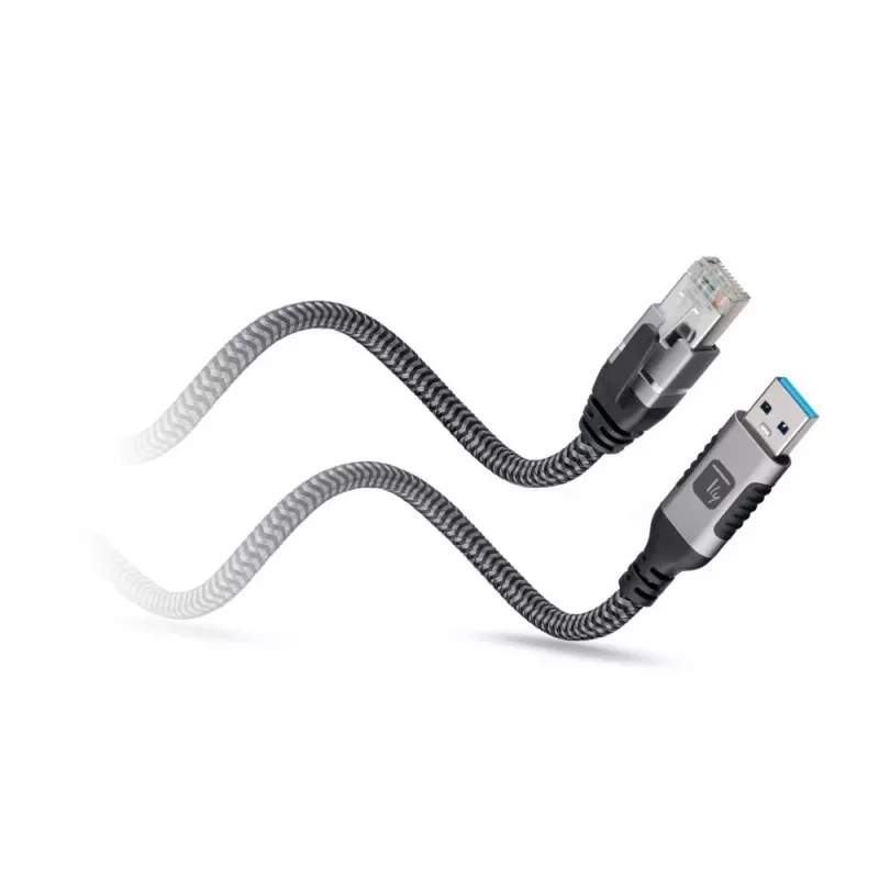 Techly ICOC U3A-RJ45-030 võrgukaabel Hõbedane, Must 3 m Cat6 F/UTP (FTP)
