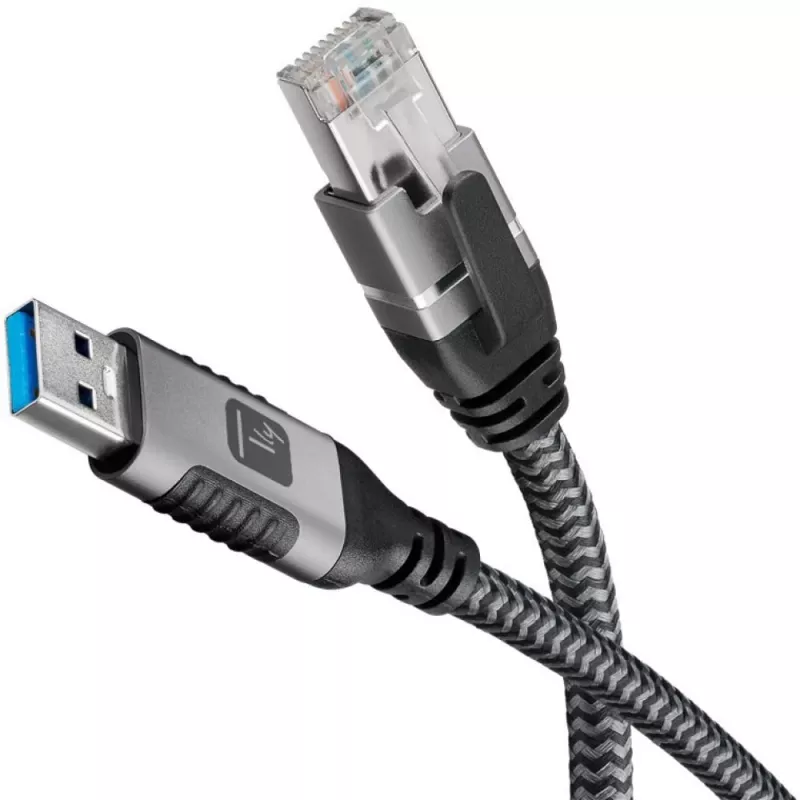 Techly ICOC U3A-RJ45-030 võrgukaabel Hõbedane, Must 3 m Cat6 F/UTP (FTP)