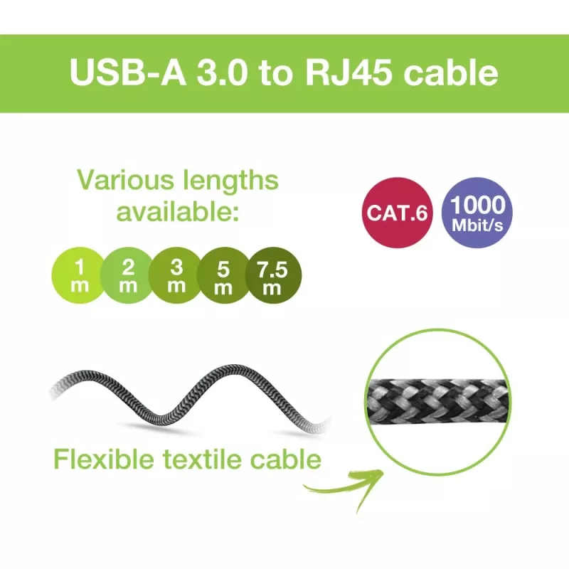 Techly ICOC U3A-RJ45-030 võrgukaabel Hõbedane, Must 3 m Cat6 F/UTP (FTP)