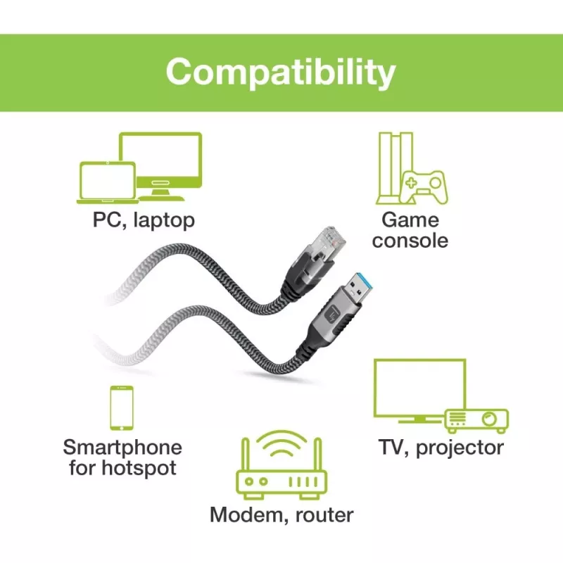 Techly ICOC U3A-RJ45-050 võrgukaabel Hõbedane, Must 5 m Cat6 F/UTP (FTP)
