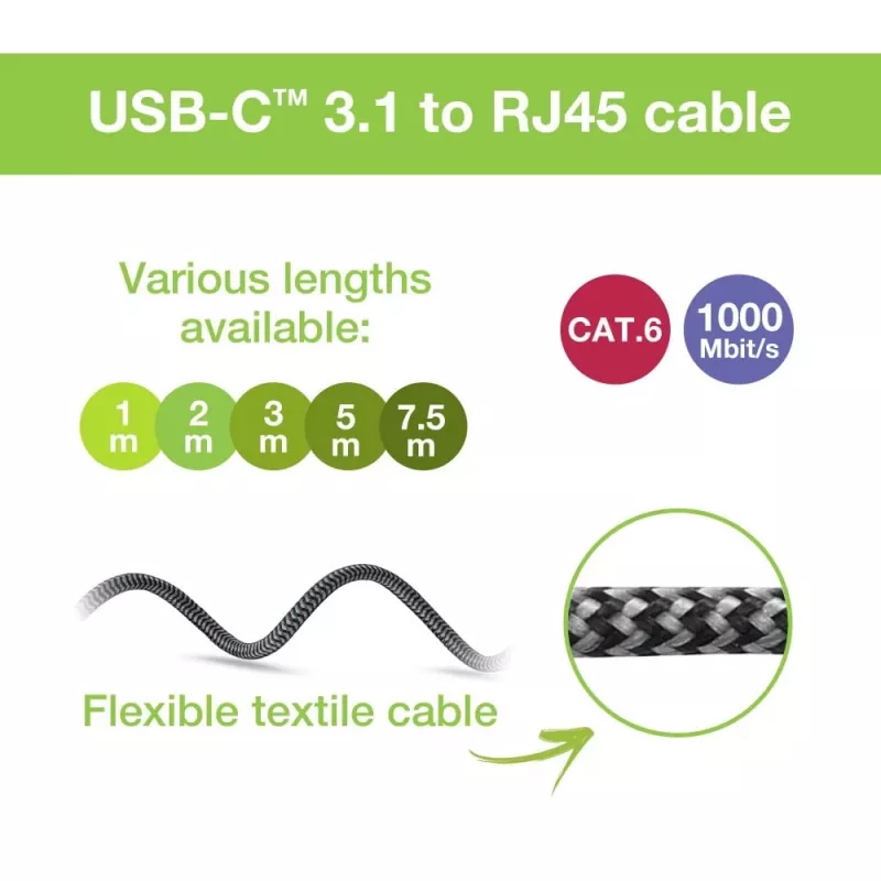 Techly ICOC U3C-RJ45-020 võrgukaabel Hõbedane, Must 2 m Cat6 F/UTP (FTP)