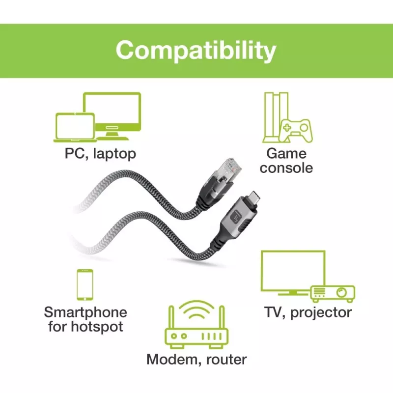Techly ICOC U3C-RJ45-020 võrgukaabel Hõbedane, Must 2 m Cat6 F/UTP (FTP)
