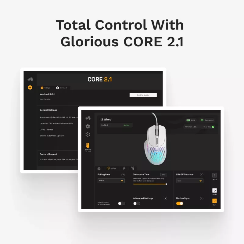 Glorious Gaming Glorious Model IV2 Wired - valge, paremakäeline, optiline, USB Type-A, 26000 DPI, valge