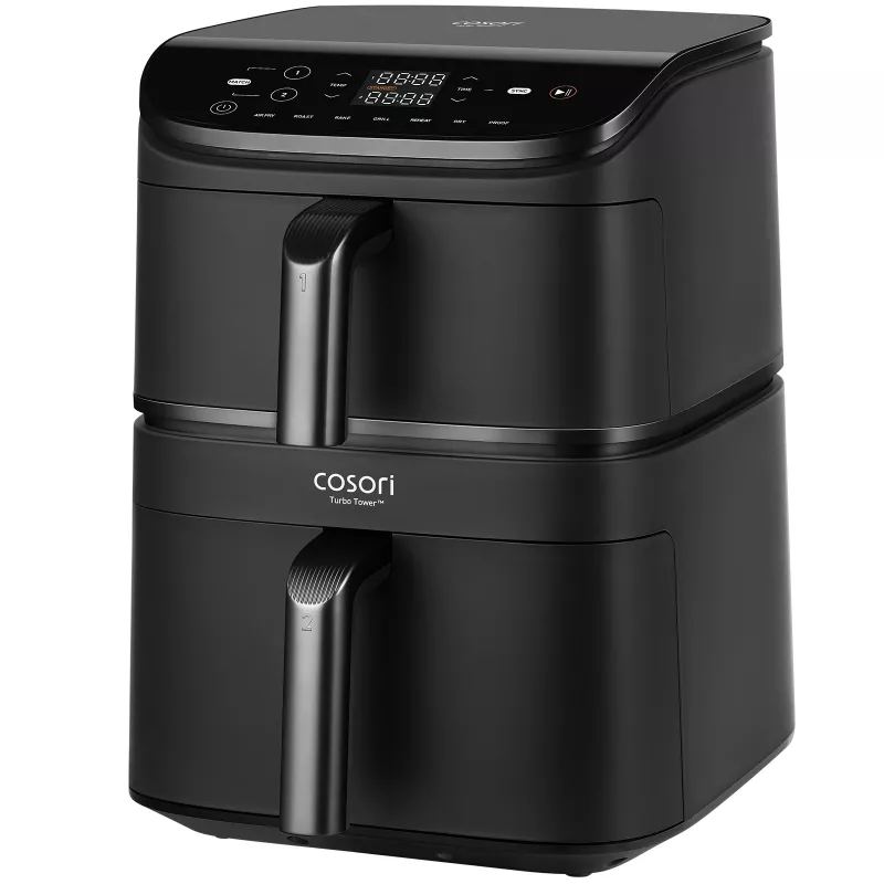 Cosori Turbo Tower Double 10,8 L eraldiseisev 2630 W kuumaõhufritüür Must