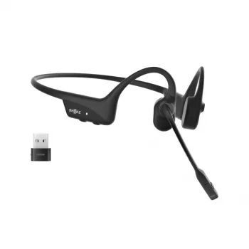 SHOKZ OpenComm2 UC 2025 Upgrade juhtmevaba Bluetooth luuülekande videokonverentsi peakomplekt USB-C laadimispordi ja USB-C adapteriga | 16 t kõneaega, 29 m juhtmevaba levi, 1 h laadimisaeg | sisaldab mürasummutusega poomiga mikrofoni ja donglit, must