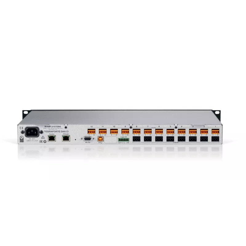 Biamp Tesira FORTÉ DAN CI, 8000 Ω, 207 Ω, must, metallik, 1U, OLED, 20–20000 Hz