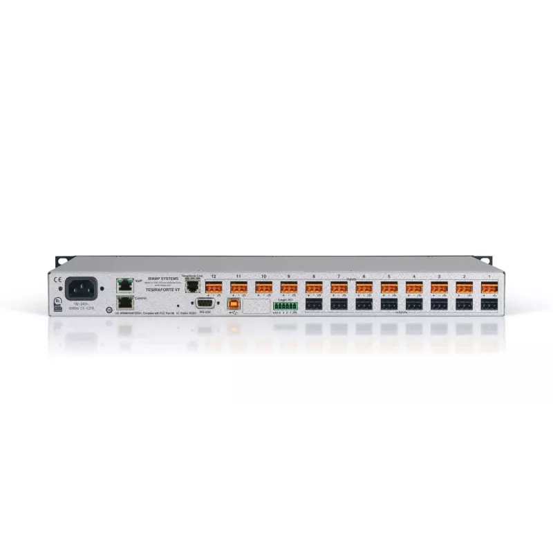 Biamp Tesira FORTÉ VT, 8000 Ω, 207 Ω, must, metallik, 1U, OLED, 20 - 20000 Hz