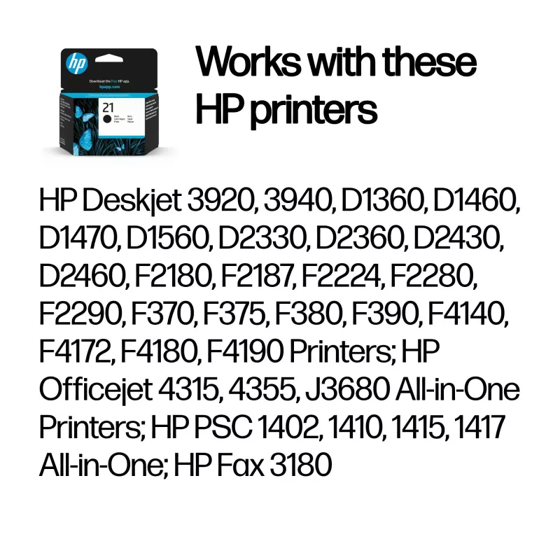 HP 21 Must Originaal tint Kassett, must, 1 tk, 190 lehekülge