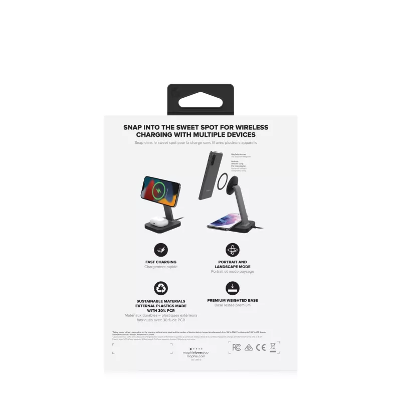 mophie UNV WRLS-snap+ stand & pad-Must-ROC-EU, siseruumides, vahelduvvool, juhtmevaba laadimine, must