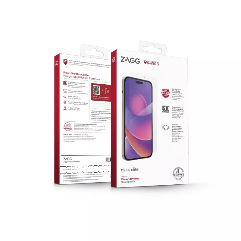 InvisibleShield Elite klaasist ekraanikaitse Apple iPhone 14 Pro Maxile, 6,69-tolline, läbipaistev
