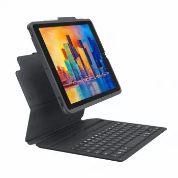 ZAGG Pro Keys iPad 10,9-tollisele (A16 ja 10. põlvkond) klaviatuuriga ümbris, saksa, AZERTY, saksa keel, Apple, iPad 10,9 inch (A16 ja 10. põlvkond), must, polükarbonaat (PC), kumm