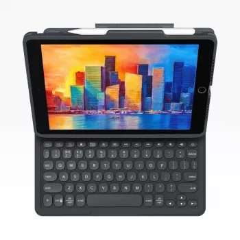 ZAGG Pro Keys iPad 10,9-tollisele (A16 ja 10. põlvkond) klaviatuuriga ümbris, saksa, AZERTY, saksa keel, Apple, iPad 10,9 inch (A16 ja 10. põlvkond), must, polükarbonaat (PC), kumm