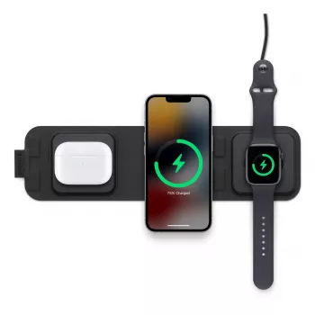 mophie 3-in-1 reisilaadija koos MagSafe'iga (2023), Sisetingimustesse, USB, Juhtmevaba laadimine, Must