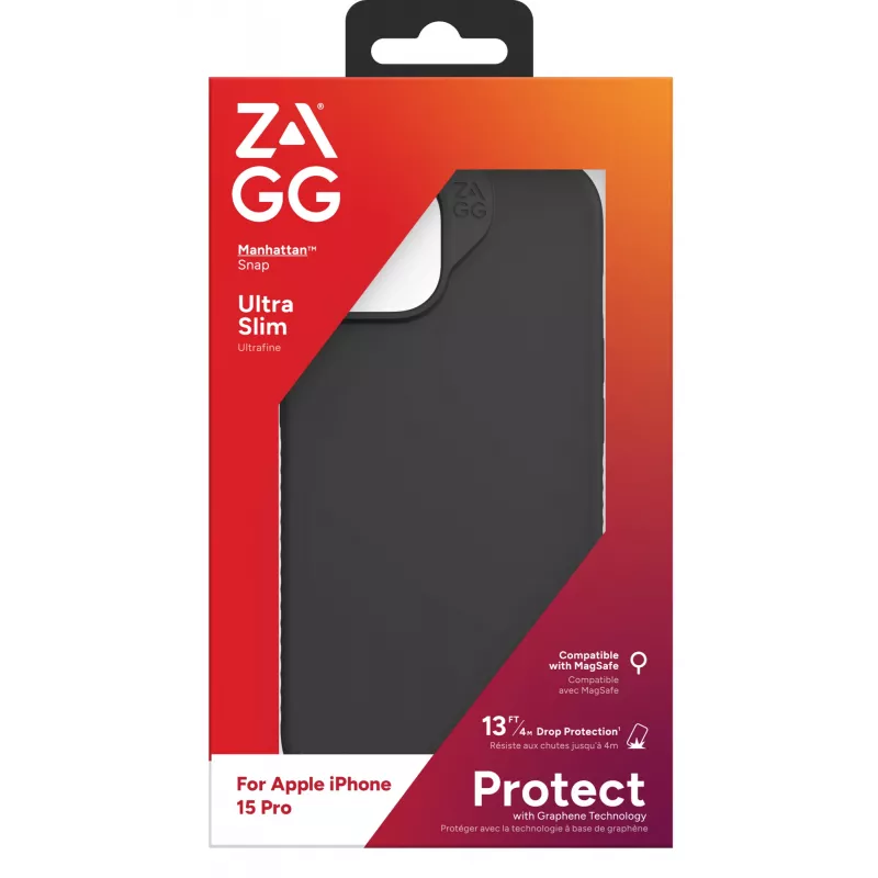 ZAGG Cases Manhattan Snap Apple iPhone 15 Pro Must EN/FR, ümbris, Apple, iPhone 15 Pro, 15,5 cm (6,1 tolli), Must