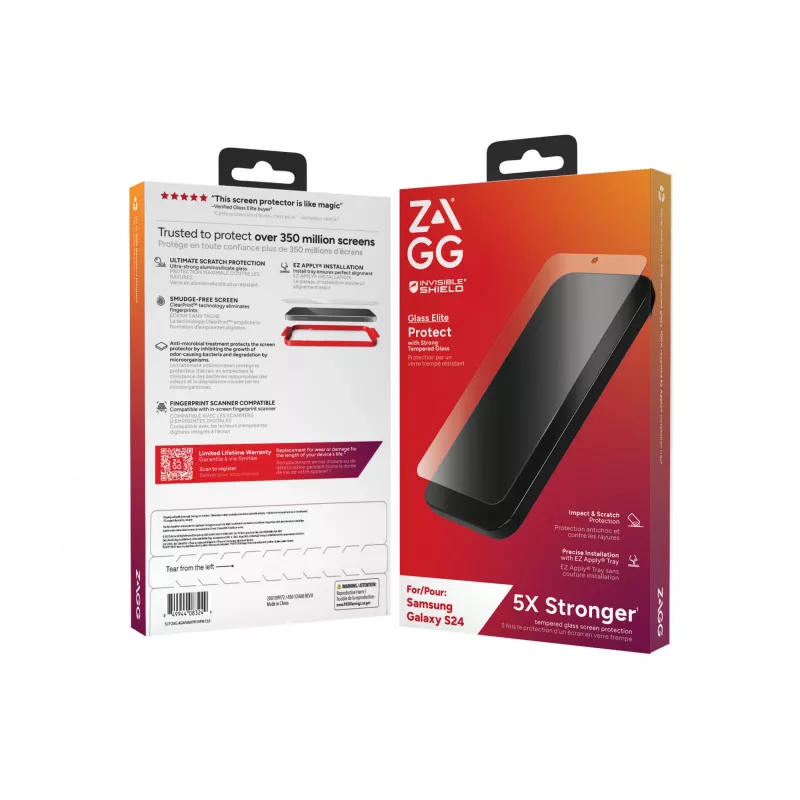 InvisibleShield Glass Elite B Samsung Galaxy S24 Screen, Samsung, Galaxy S24, antibakteriaalne, löögikindel, kriimustuskindel, läbipaistev, 1 tk