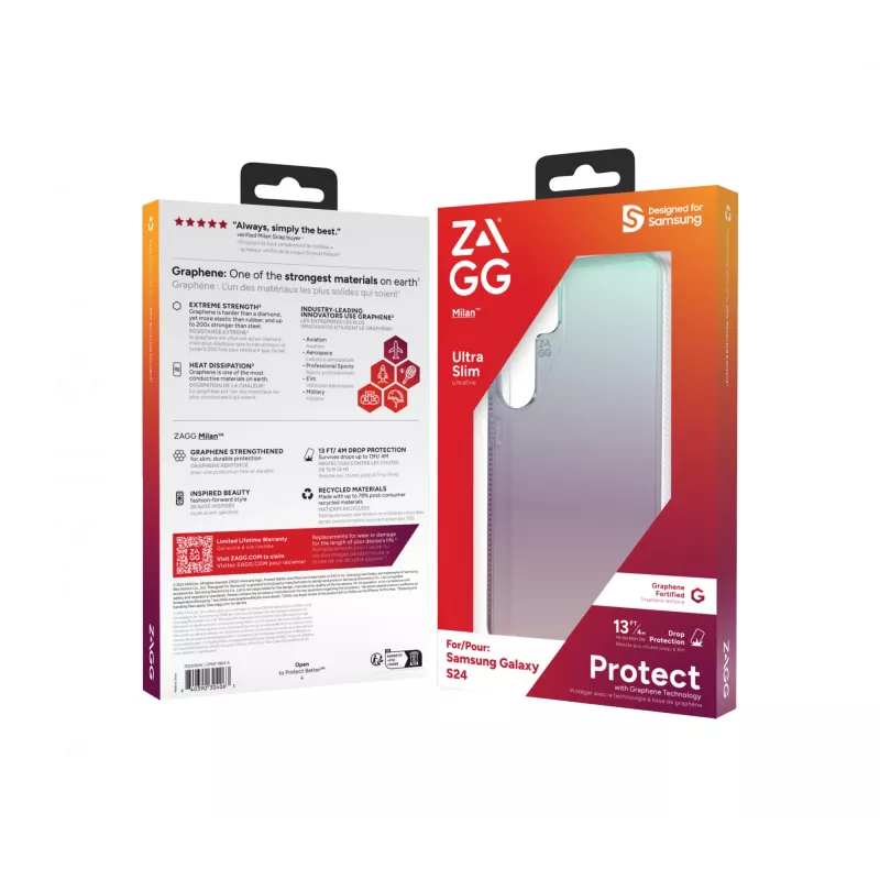 ZAGG Milan Galaxy S24 Iridescent, Cover, Samsung, Galaxy S24, 15.8 cm (6.2 tolli), Roheline, Roosa