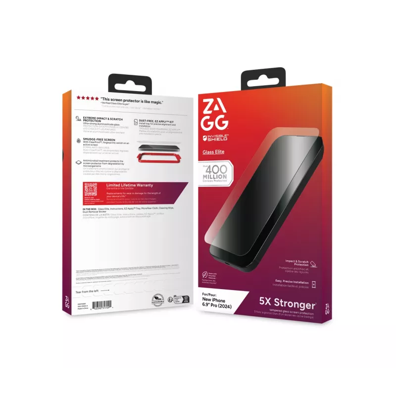 InvisibleShield Glass Elite Apple iPhone 16 Pro Max kuvari kaitse, Apple, iPhone 16 Pro Max, antibakteriaalne, põrutuskindel, kriimustuskindel, purunemiskindel, läbipaistev, 1 tk