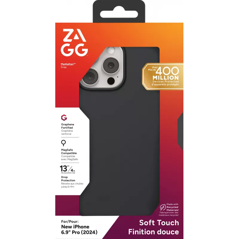 ZAGG Cases Manhattan Snap Apple iPhone 16 Pro Max Must, ümbris, Apple, iPhone 16 Pro Max, 17,5 cm (6,9 tolli), Must