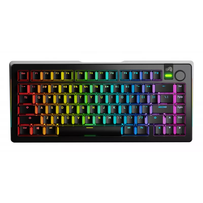 Glorious Gaming GMMK 3 PRO 75% Prebuilt Wireless Must - US, Wired & Wireless, USB + RF Wireless + Bluetooth, Mechanical, QWERTY, RGB LED, Must