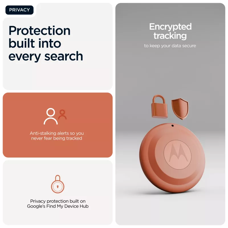 Finder Motorola moto tag 2 — universaalne jälgija, oranž, CR2032 aku, kuni 14400 h, 7,4 g, Ø 31,9 mm, 8 mm