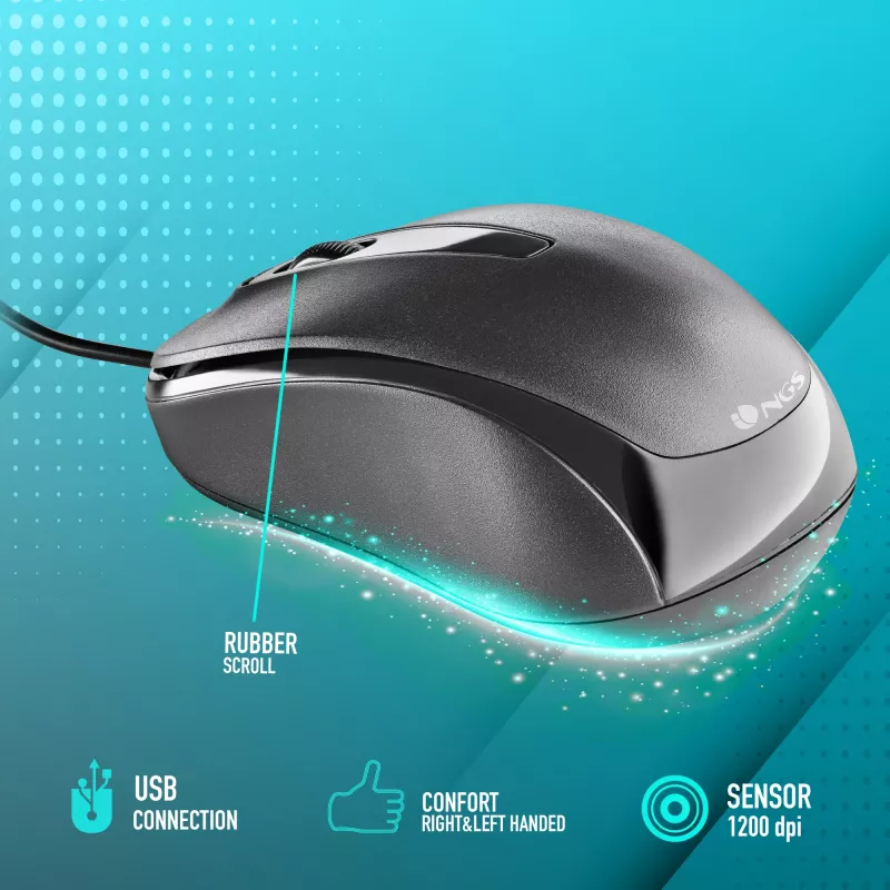 NGS EASY DELTA hiir kontorisse mõlemakäeline USB Type-A optiline 1200 DPI