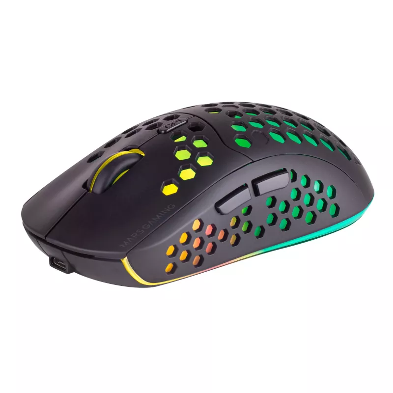 Mars Gaming MMW3, juhtmevaba mängurihiir, RGB Flow, ülikerge 79 g, 3200 DPI, must