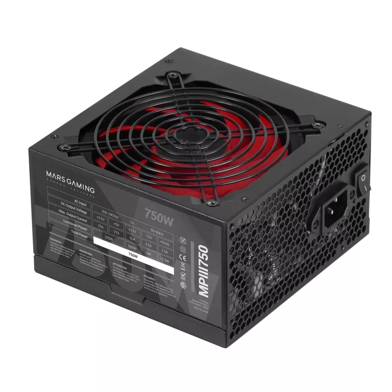 Mars Gaming MPIII750 PC toiteplokk 750W ATX 85% efektiivsus 5-aastane garantii