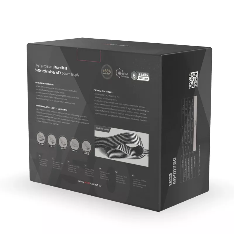 Mars Gaming MPIII750 PC toiteplokk 750W ATX 85% efektiivsus 5-aastane garantii
