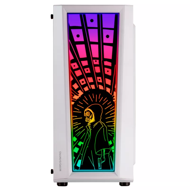 Mars Gaming MC-ART Valge ATX Gaming PC Case Double Drawable Tempered Glass ARGB 12 Modes 12cm Fan