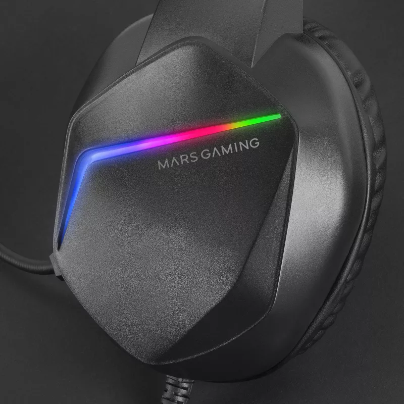 Mars Gaming MH122 Must, FRGB Over Ear mängupeakomplekt mikrofoniga, HiFi heli, mürasummutus, ülikerge, PS4 PS5 Xbox Switch tahvelarvuti Windows Mac