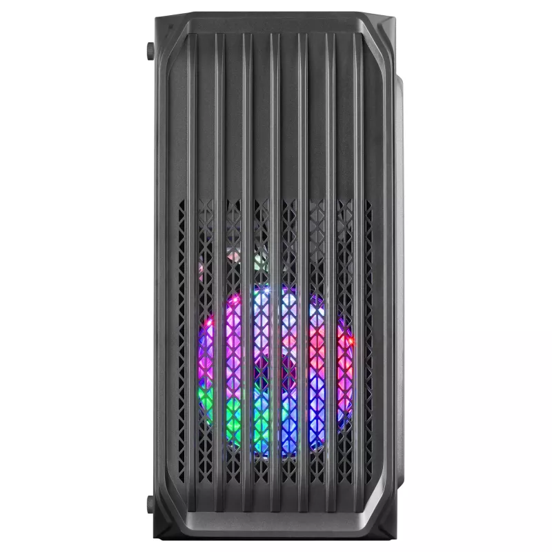Mars Gaming MC-S2 Must Kompaktne Micro-ATX Mänguarvuti Korpus 2 FRGB Vikerkaareventilaatorit Eesvõrega Täispikkuses Külgaknaga