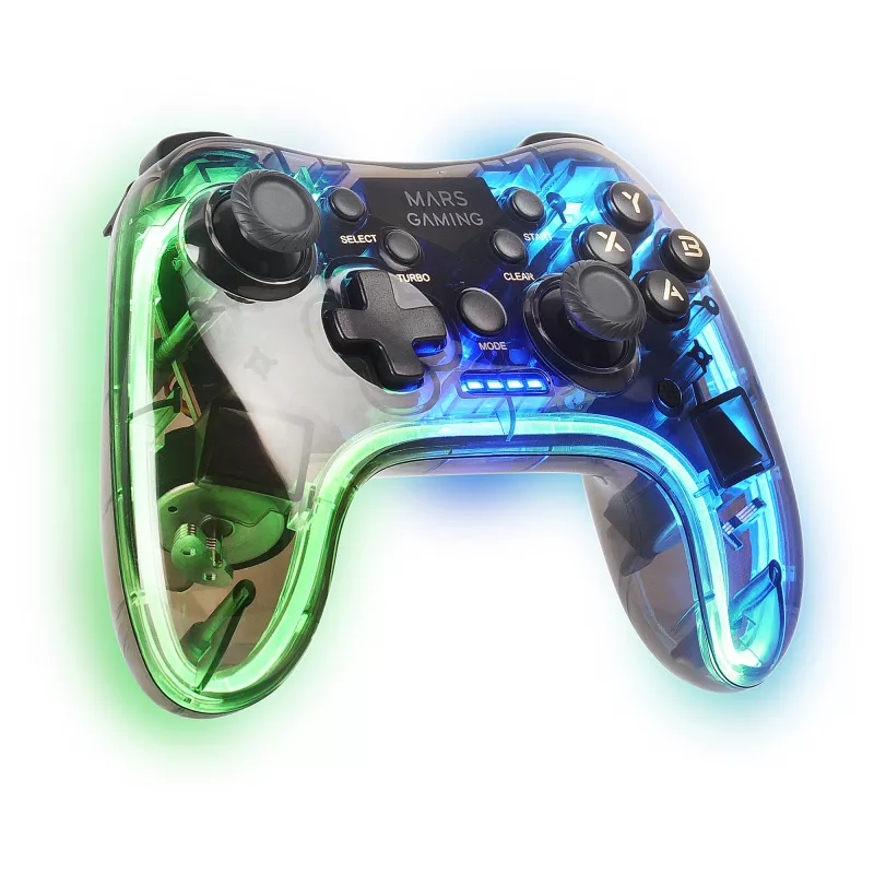 Mars Gaming MGP-24 juhtmeta mängupult 2.4GPRO neoon-RGB kahekordse haptilise vibratsiooni ja analoogjuhtkangidega kontroller PC-le PS3-le PS4-le XBOX360-le Raspberry Pi-le Mac-ile Androidile