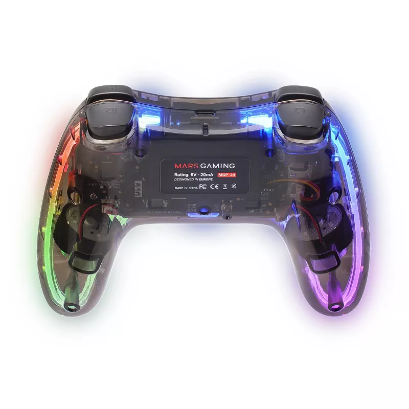 Mars Gaming MGP-24 juhtmeta mängupult 2.4GPRO neoon-RGB kahekordse haptilise vibratsiooni ja analoogjuhtkangidega kontroller PC-le PS3-le PS4-le XBOX360-le Raspberry Pi-le Mac-ile Androidile