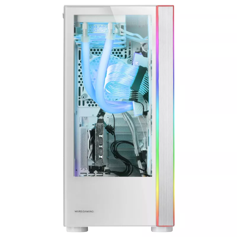 Mars Gaming MC-ULTRA Valge Custom XXL E-ATX Gaming Tower Dual ARGB LED Stripes Dual Tempered Glass Windows Dual Vertical Camera Structure