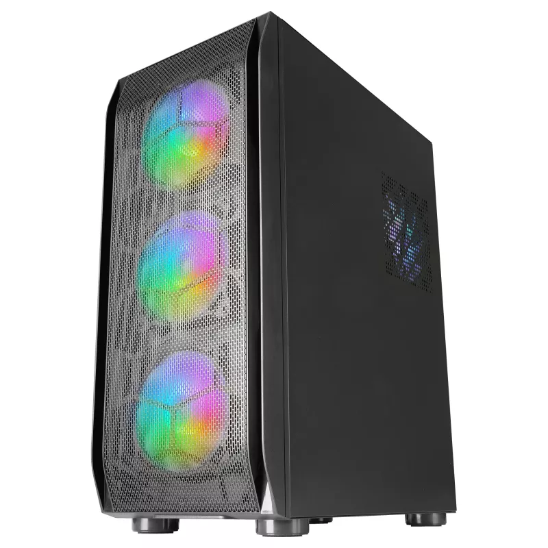 Mars Gaming MC-KX Must Premium E-ATX Mängutorn FREEZER CPU Süsteem 5 Ülivaikset ARGB Ventilaatorit ARGB Kontroller ja RF Kontroller Võrkfront